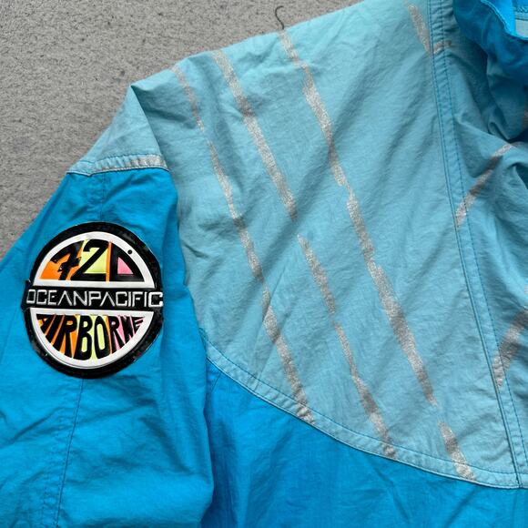 Vintage OP Ocean Pacific 720 Airborne Anorak Windbreaker Jacket Mens Large Blue - Picture 9 of 12